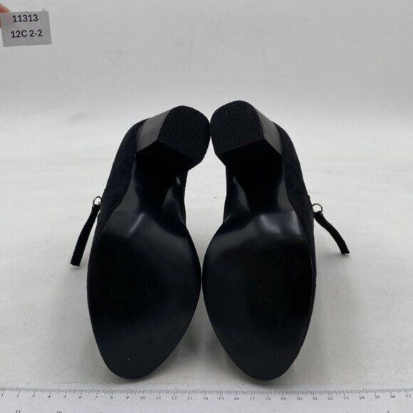 Black Chunky Heel Boots Side Zipper Closed Round Toe Ankle Booties Shoes - Picture 7 of 8